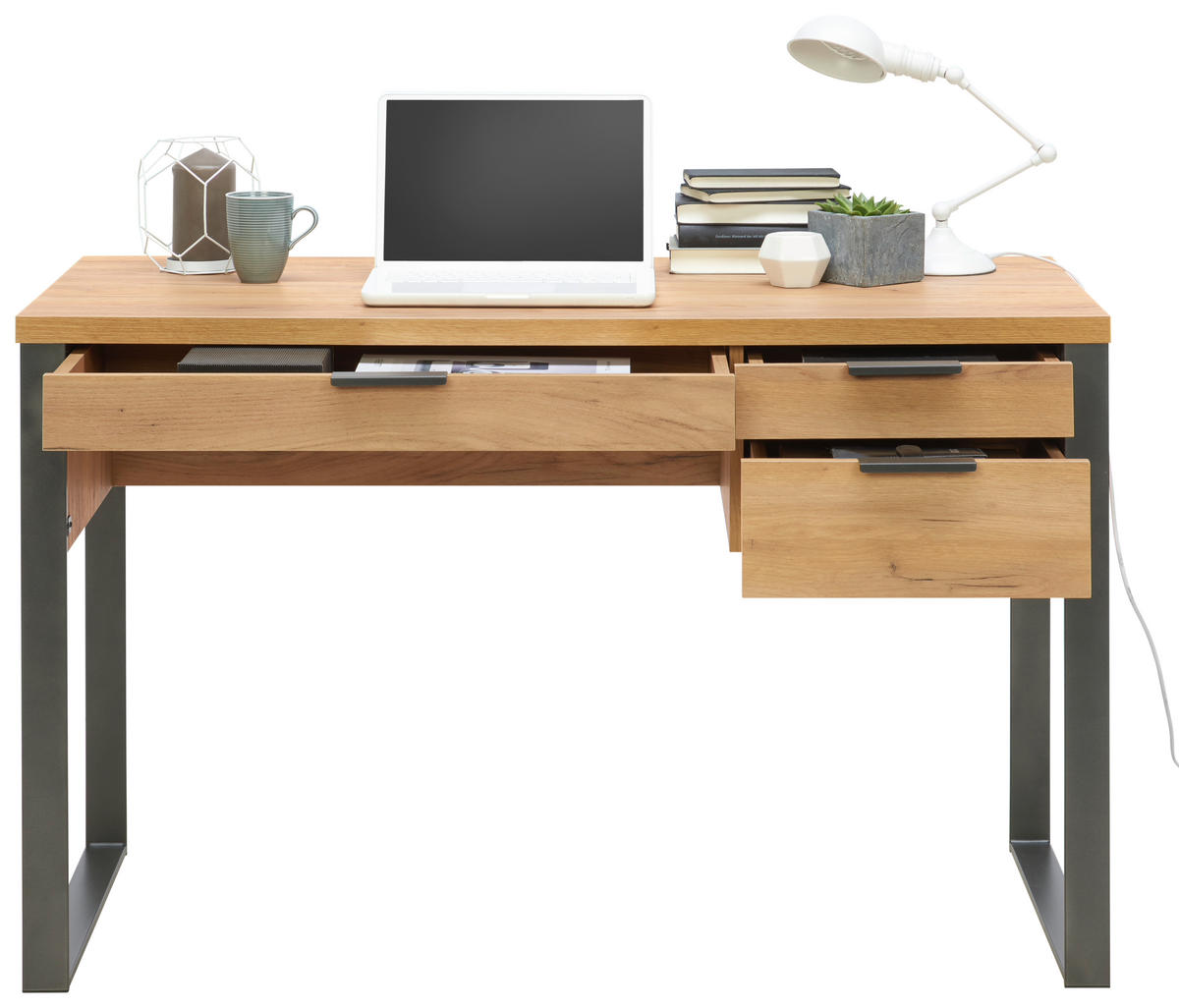 SCHREIBTISCH 120/55/76 cm  in Anthrazit, Eichefarben  - Eichefarben/Anthrazit, MODERN, Holzwerkstoff/Metall (120/55/76cm)