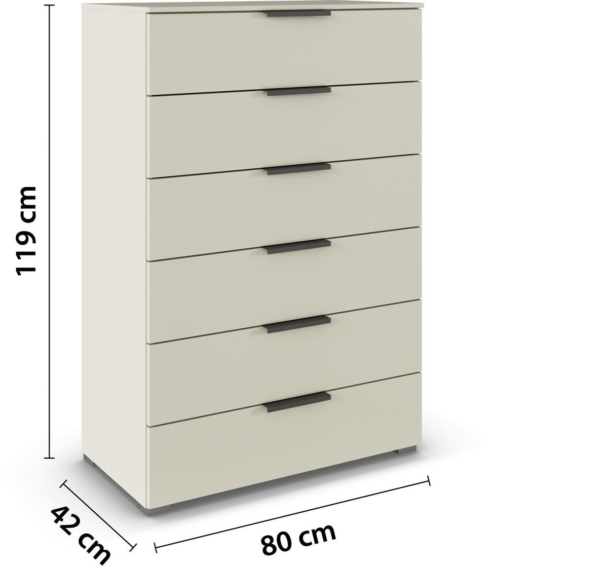 KOMMODE  in 80/119/42 cm  - Champagner/Graphitfarben, Trend, Holzwerkstoff/Metall (80/119/42cm) - Novel