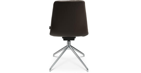STUHL in Aluminium Echtleder pigmentiert Metall, Leder - Alufarben/Braun, Design, Leder/Metall (46/81,5-84,5/55cm) - Johann Jakob