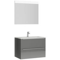 BADEZIMMER 3-teilig  in 81 cm  - Schieferfarben/Edelstahlfarben, MODERN, Holzwerkstoff/Stein (81cm) - Nobilia