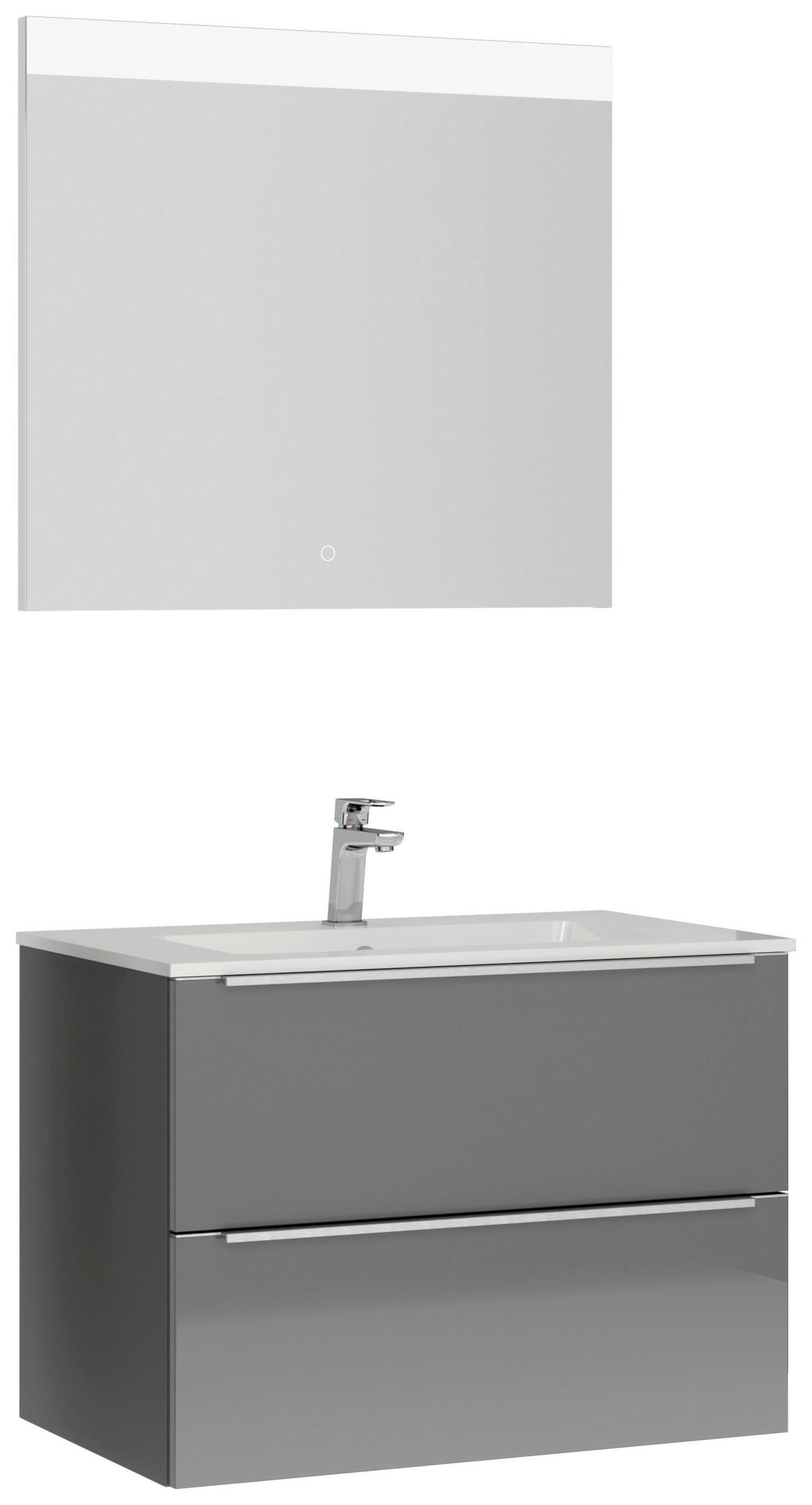BADEZIMMER 3-teilig  in 81 cm  - Schieferfarben/Edelstahlfarben, MODERN, Holzwerkstoff/Stein (81cm) - Nobilia