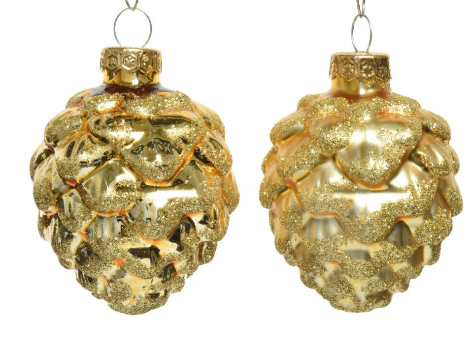ORNAMENTE BRAD DE CRĂCIUN - auriu, Lifestyle, sticlă (5,00/5,00/7,00cm)