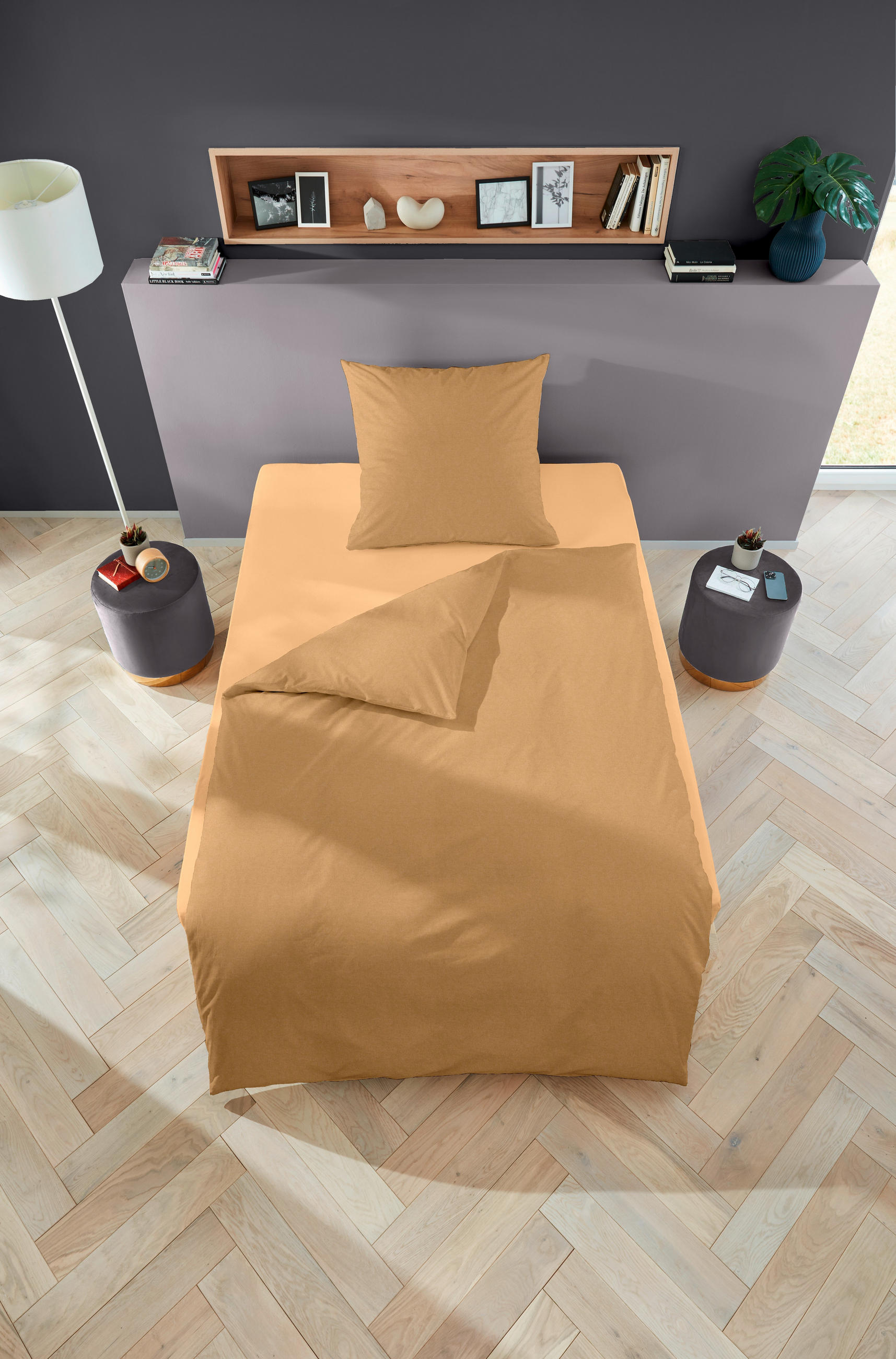 BETTWÄSCHE 155/220 cm Flanell  - Goldfarben, Basics, Textil (155/220cm) - Novel