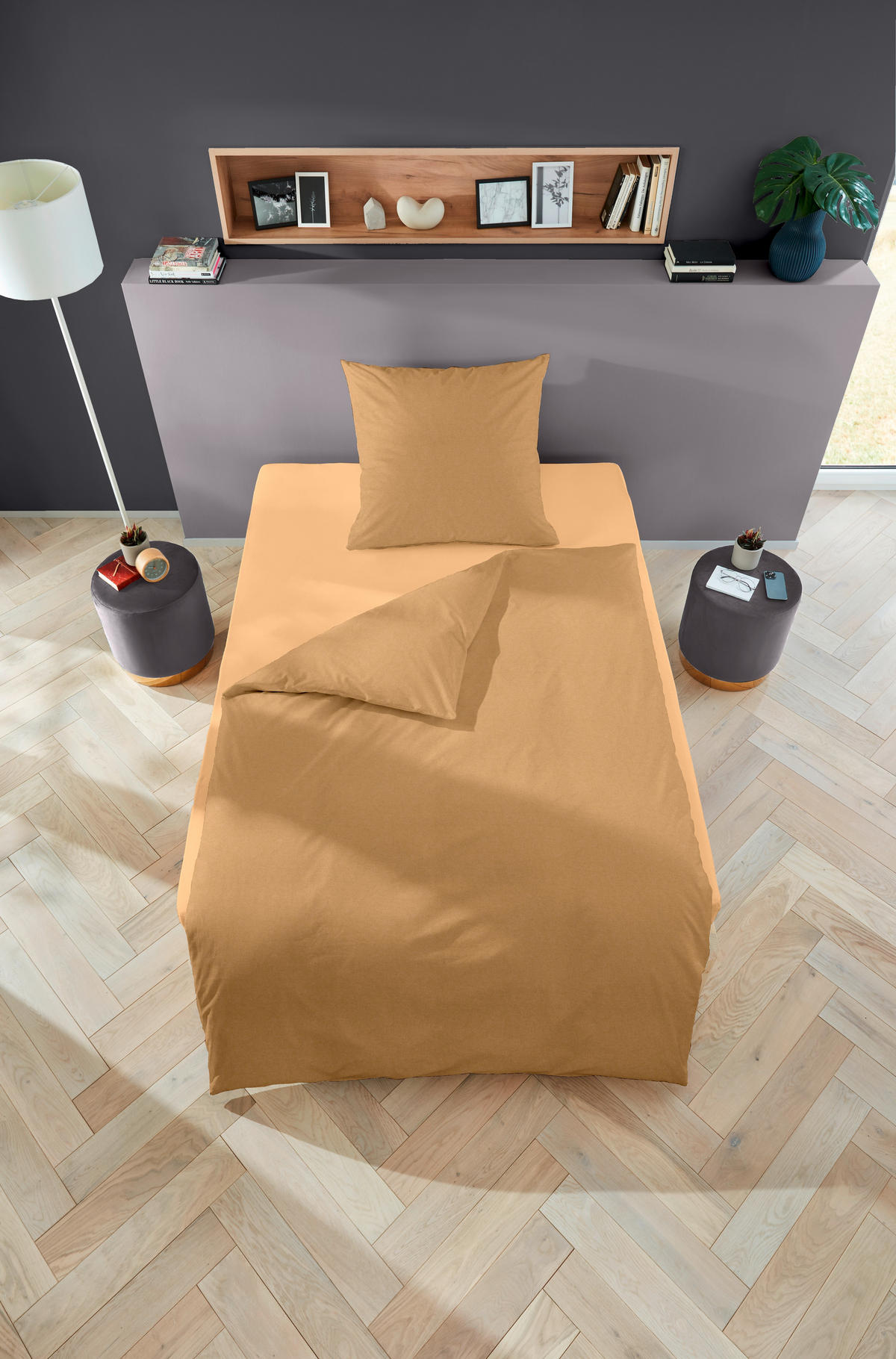 BETTWÄSCHE Flanell 155/220 cm  - Goldfarben, Basics, Textil (155/220cm) - Novel