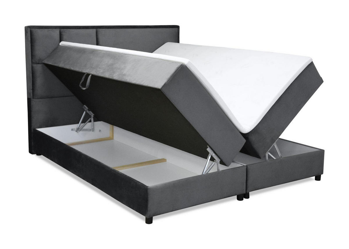 BOXSPRING KREVET 160/200 cm     siva  - siva/crna, Moderno, drvni materijal/drvo (160/200cm) - Hom`in