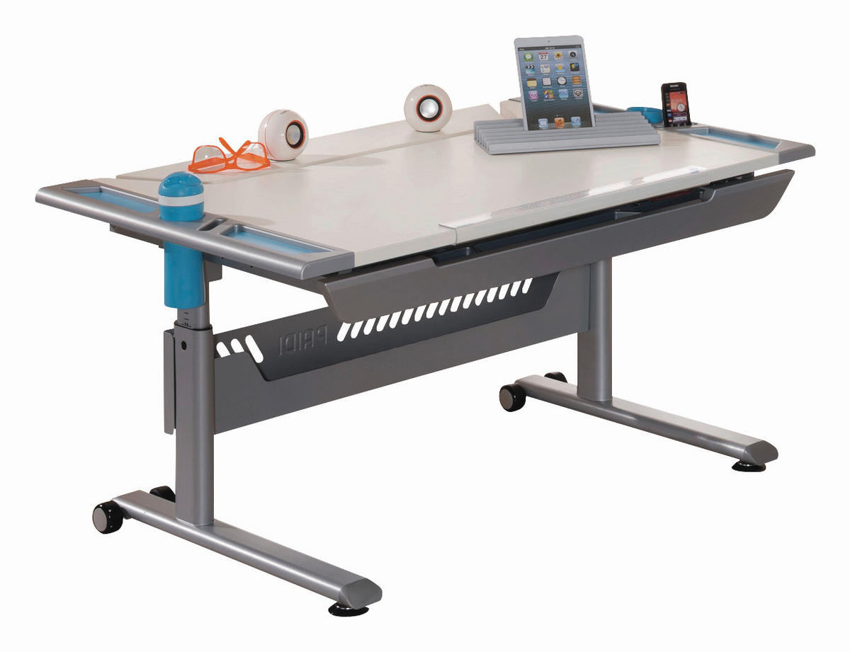 JUGENDSCHREIBTISCH 120/70/53-79 cm  in Blau, Weiss  - Blau/Weiss, Basics, Holzwerkstoff/Kunststoff (120/70/53-79cm) - Paidi