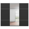 SCHWEBETÜRENSCHRANK 301/223/68 cm 3-türig Schwarz  - Alufarben/Schwarz, KONVENTIONELL, Glas/Holzwerkstoff (301/223/68cm) - Novel