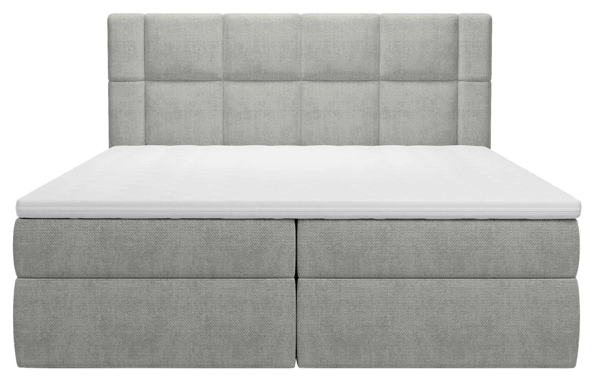 Thumbnail - Boxxx Boxbett, Hellgrau, Textil, Kiefer, massiv, H3, Höhe ca. 20 cm, 180x200 cm, Bettkasten, Matratze, gepolstertes Kopf...