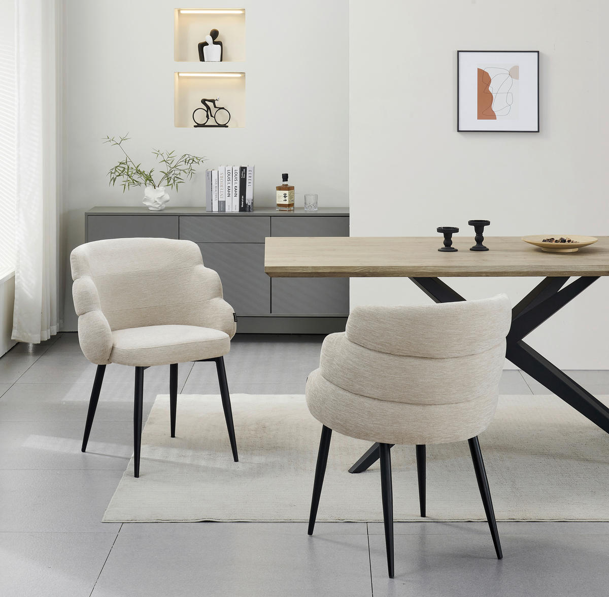 VIERFUßSTUHL - Beige/Schwarz, MODERN, Holz/Textil (60,5/82/61cm) - Livetastic