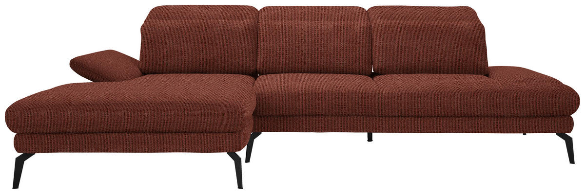 ECKSOFA in Webstoff Rostfarben  - Rostfarben/Schwarz, Design, Textil/Metall (180/289cm) - Stylife