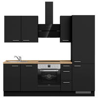 KÜCHENLEERBLOCK 240 cm   in Schwarz, Eichefarben  - Edelstahlfarben/Eichefarben, MODERN, Holzwerkstoff/Metall (240cm) - Nobilia