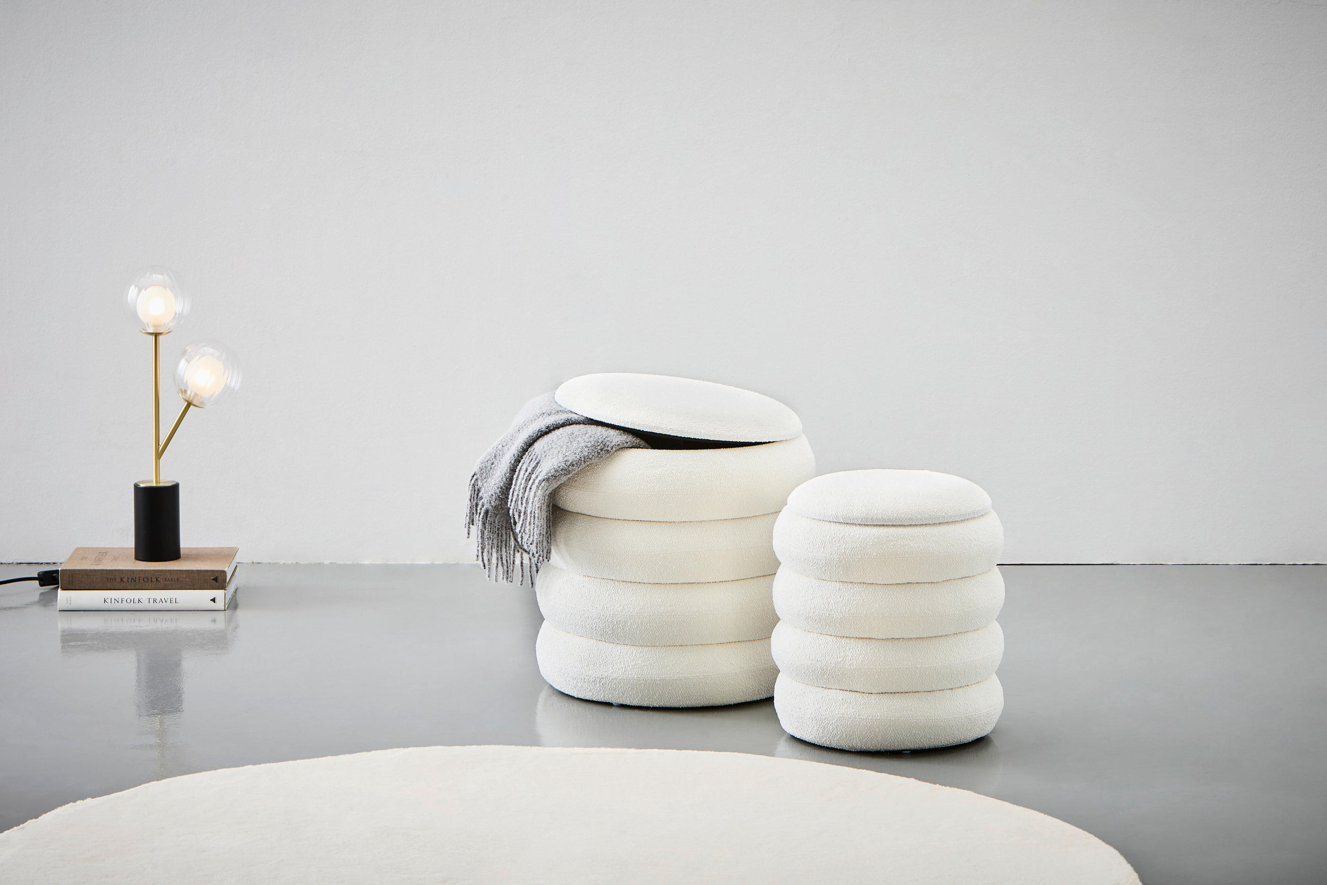 POUF in Weiß Textil, Holzwerkstoff Weiß  - Weiß, Design, Holzwerkstoff/Textil (44/35/44/38/44/35cm) - MID.YOU