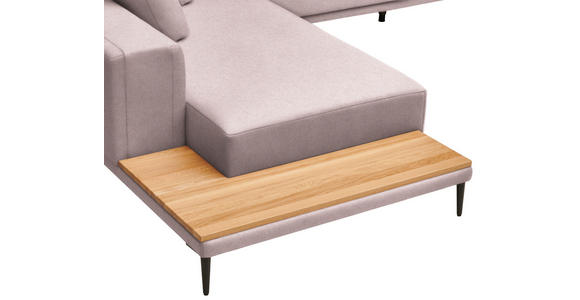 ECKSOFA  in Leinwand Altrosa  271/318 cm  - Schwarz/Altrosa, Design, Textil/Metall (271/318cm) - Belluti