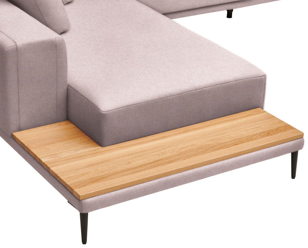 ECKSOFA  in Leinwand Altrosa  271/318 cm  - Schwarz/Altrosa, Design, Textil/Metall (271/318cm) - Belluti