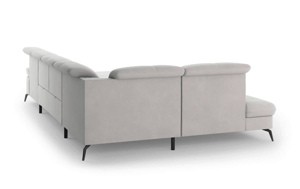WOHNLANDSCHAFT in Flachgewebe Silberfarben  - Silberfarben/Schwarz, Konventionell, Textil/Metall (231/357/185cm) - Sit & More