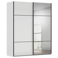 SCHWEBETÜRENSCHRANK 181/223/68 cm 2-türig Grau, Weiß  - Schwarz/Weiß, KONVENTIONELL, Glas/Holzwerkstoff (181/223/68cm) - Novel