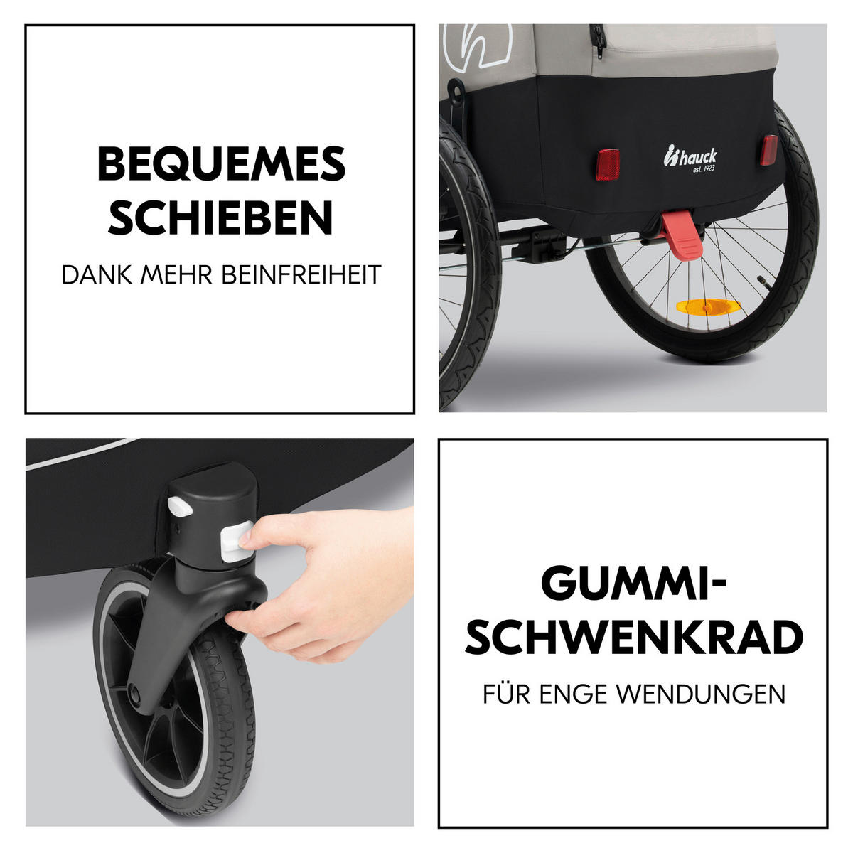 FAHRRADANHÄNGER   Dryk Duo Plus  - Schwarz, Basics, Kunststoff/Textil (79/107/114cm) - Hauck
