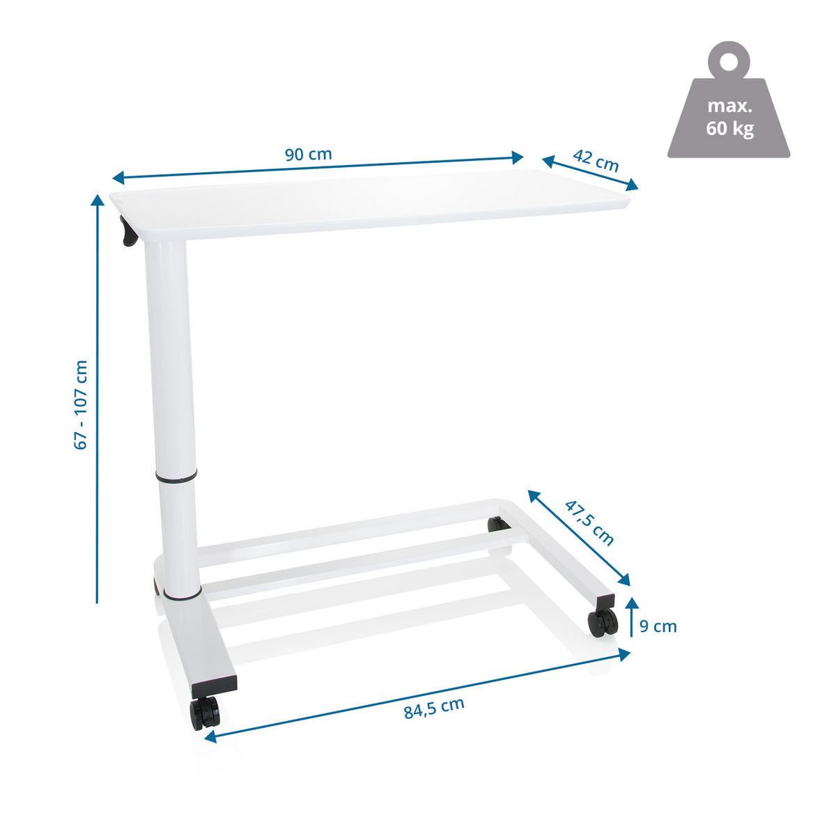 BEISTELLTISCH 90/42/67 cm Weiß rechteckig  - Weiß, Basics, Holzwerkstoff/Kunststoff (90/42/67cm) - MID.YOU