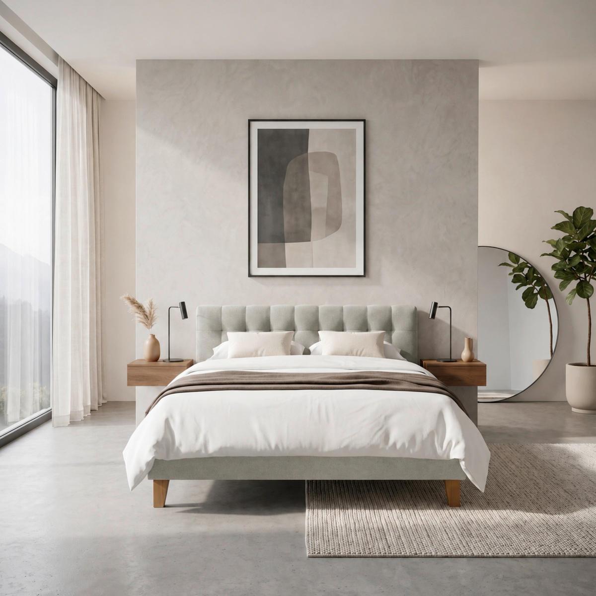 POLSTERBETT 140/200 cm,  in Grau,  - Eichefarben/Grau, MODERN, Holz/Textil (140/200cm) - MID.YOU
