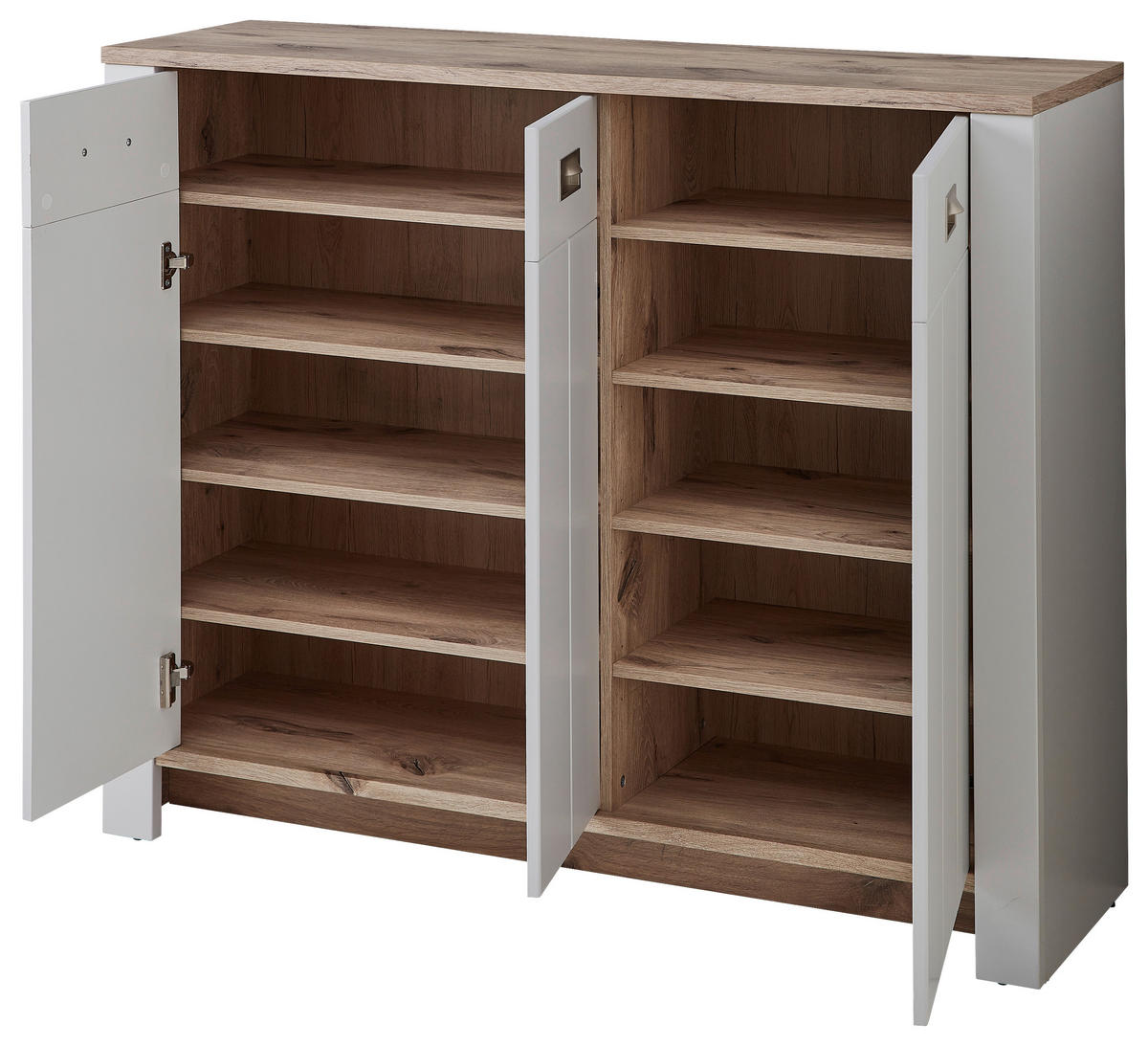 SCHUHSCHRANK  in 130/105/38 cm  - Eichefarben/Silberfarben, LIFESTYLE, Holzwerkstoff/Metall (130/105/38cm) - MID.YOU