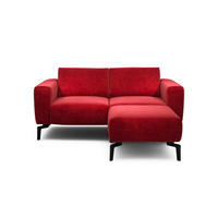 Zweisitzer inkl. Hocker Samt Rot  - Rot/Schwarz, Design, Textil/Metall (180/86/86-94cm) - SENSOO