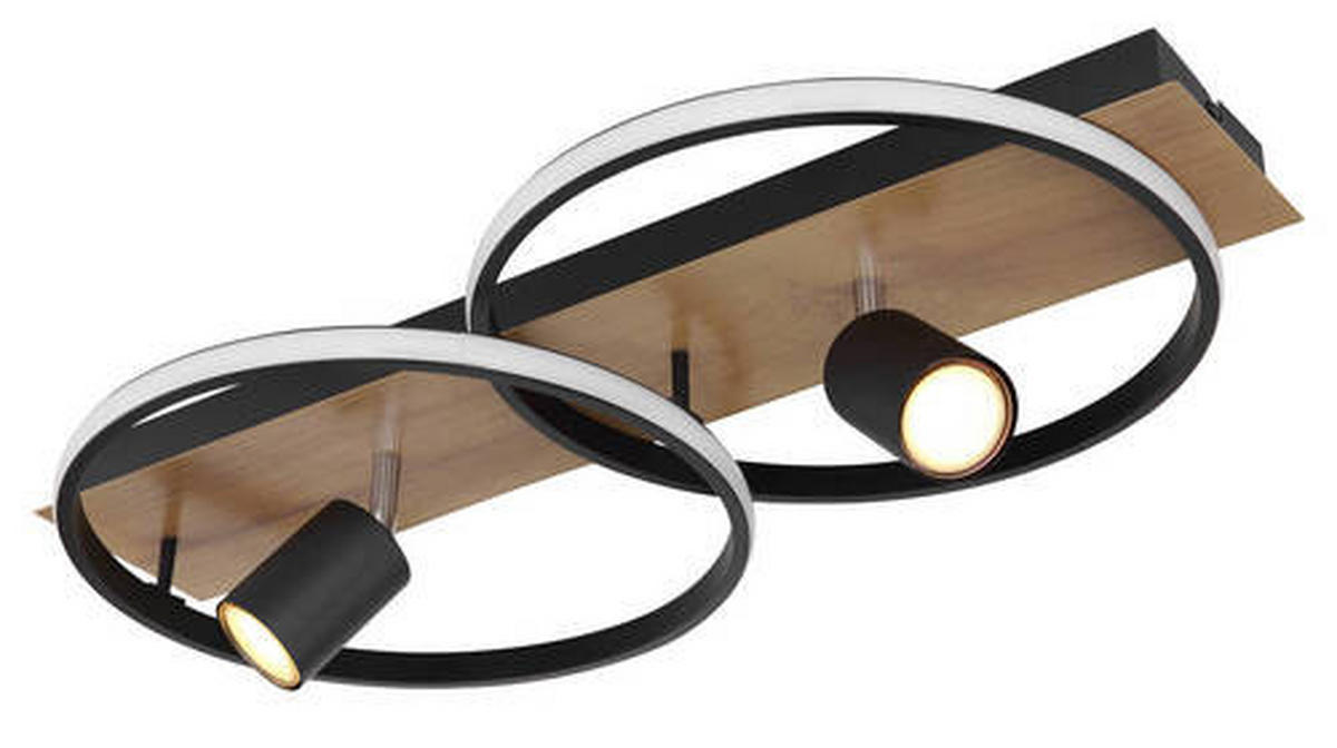LED-DECKENLEUCHTE 36 W    62/32/16,5 cm  - Dunkelbraun/Opal, Design, Holz/Kunststoff (62/32/16,5cm) - Globo