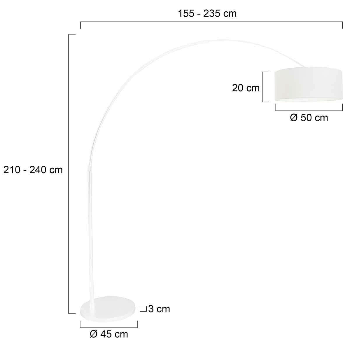 STEHLEUCHTE SPARKLED LIGHT 50/240/230 cm  - Weiß, Trend, Textil/Metall (50/240/230cm)