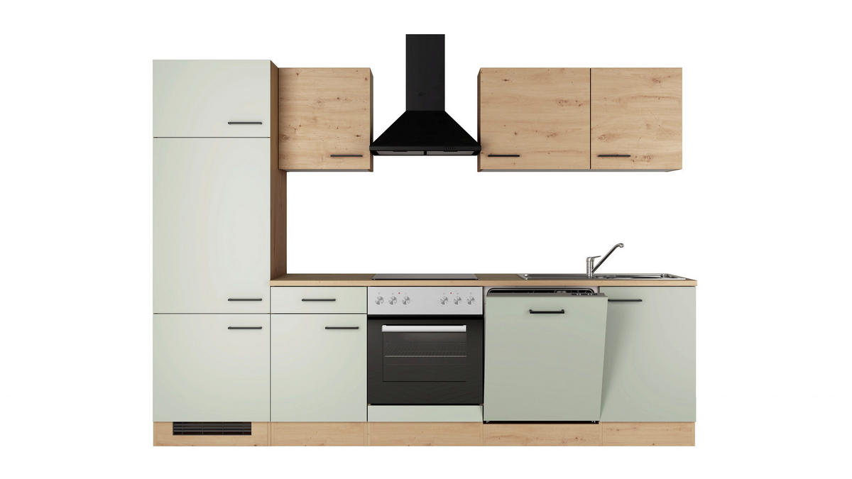 KUCHYŇSKÝ BLOK 280 cm - černá/rákosová zelená, Trend, kov/kompozitní dřevo (280cm) - FlexWell