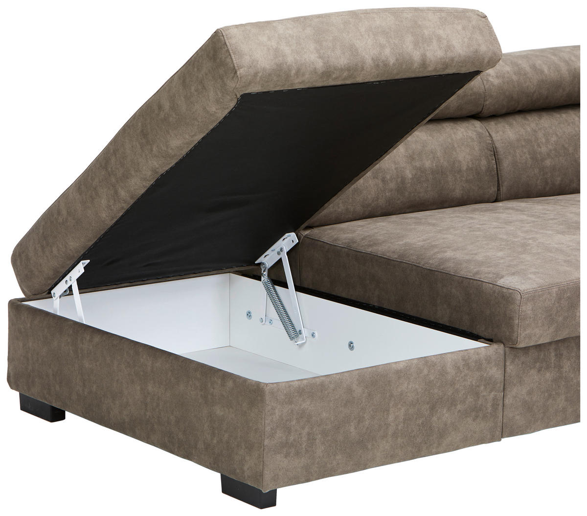 ECKSOFA Taupe Lederlook  - Taupe/Schwarz, Design, Kunststoff/Textil (230/263cm) - Hom`in