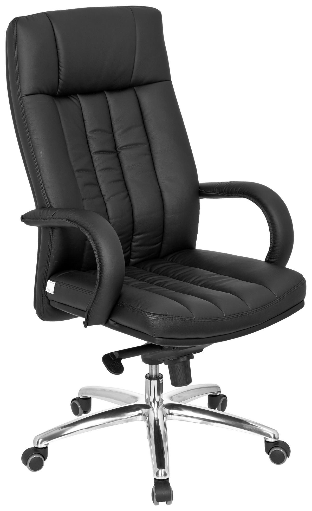 CHEFSESSEL Lederlook Schwarz  - Silberfarben/Schwarz, Basics, Kunststoff/Textil (62/129/50cm) - MID.YOU