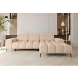 ECKSOFA Beige Flachgewebe Sitztiefenverstellung, Kopfteilverstellung, Rücken echt  - Beige/Schwarz, KONVENTIONELL, Kunststoff/Textil (273/171cm) - Carryhome