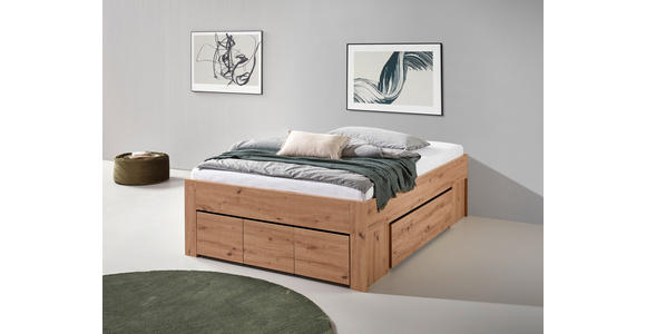 STAURAUMBETT 140/200 cm in Eiche Artisan - Eiche Artisan, KONVENTIONELL, Holzwerkstoff (140/200cm) - Carryhome