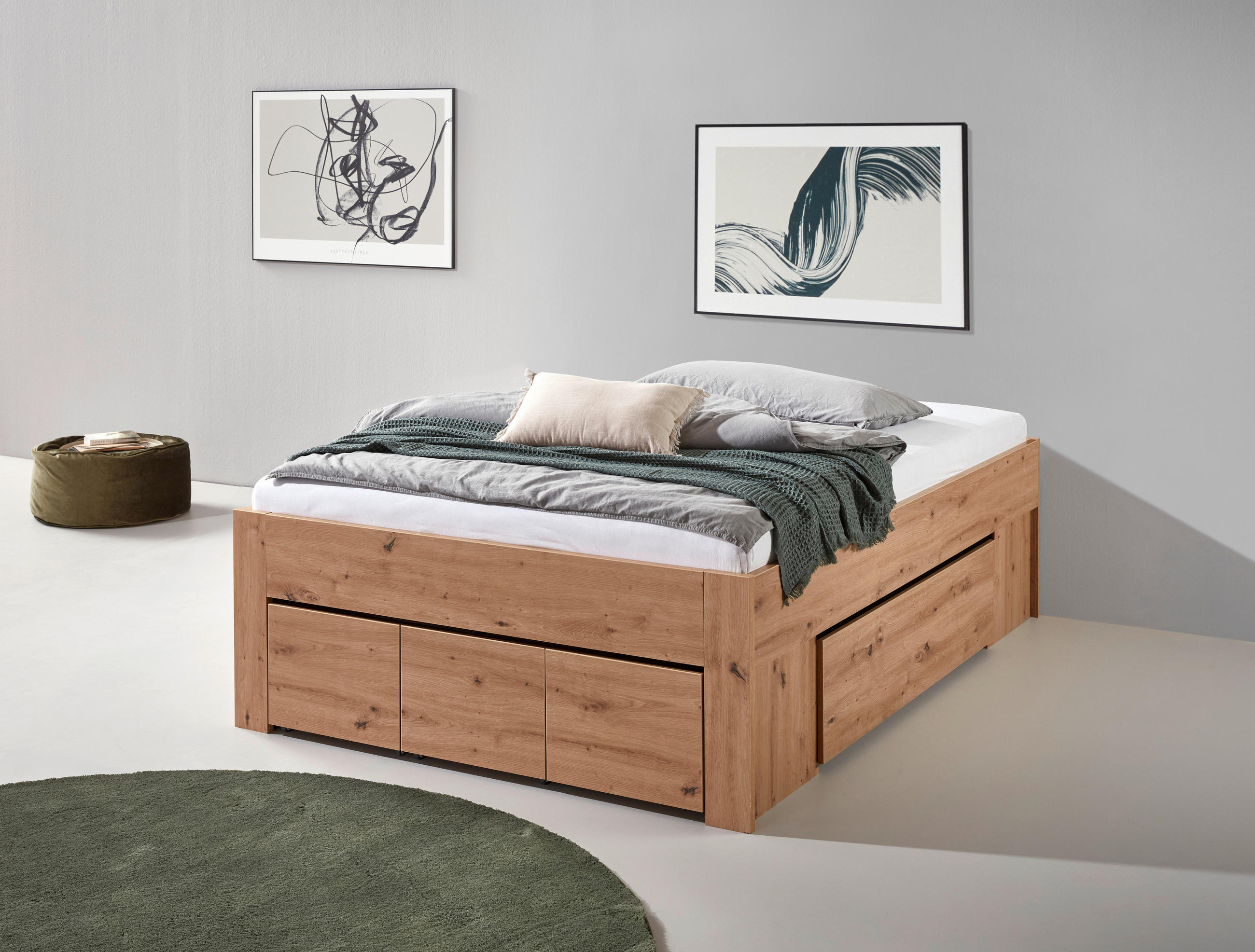 STAURAUMBETT 140/200 cm  in Eiche Artisan  - Eiche Artisan, KONVENTIONELL, Holzwerkstoff (140/200cm) - Boxxx