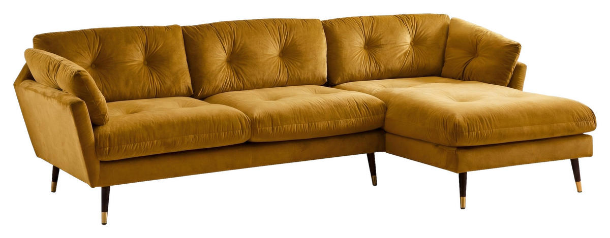 ECKSOFA Eckteil  JAPAN-2S.REC Senfgelb Samt  - Senfgelb, MODERN, Holz/Textil (269/155cm) - MID.YOU