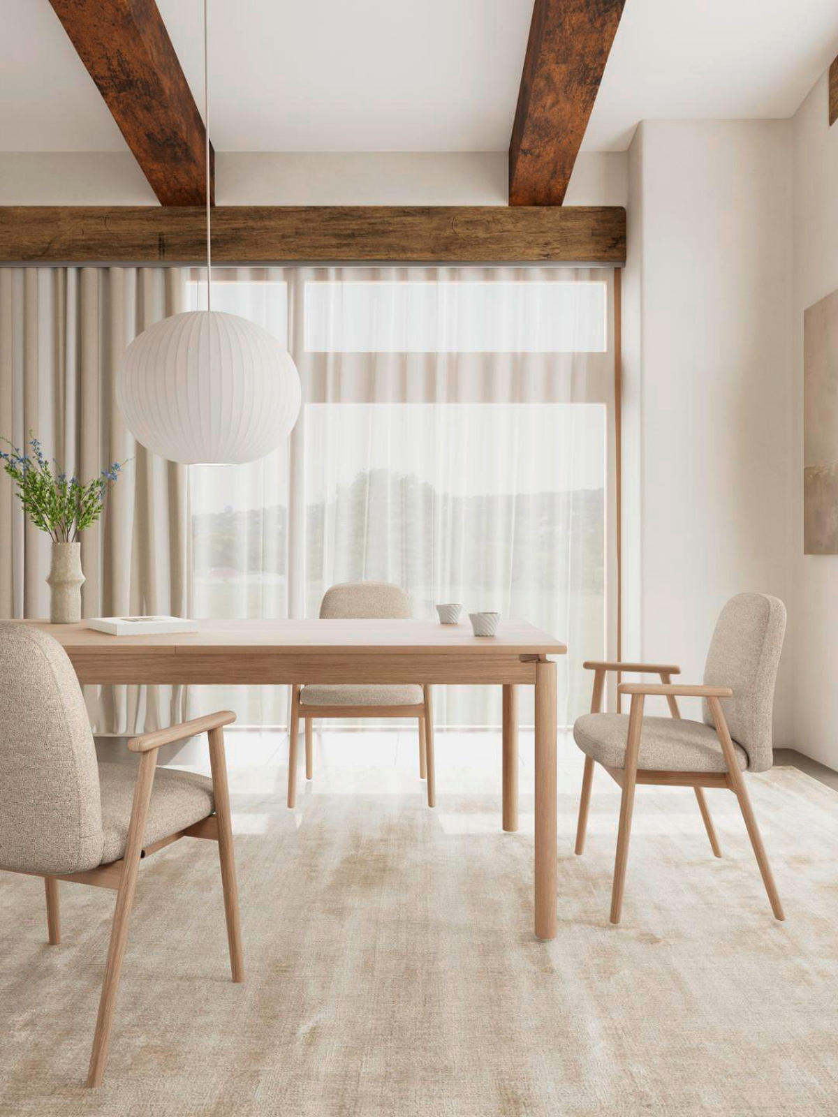 ARMLEHNSTUHL in Holz, Textil Beige  - Beige, KONVENTIONELL, Holz/Textil (55/88/60cm) - MID.YOU