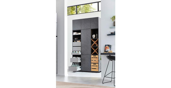 EINBAUKÜCHE   - Schieferfarben/Eschefarben, Basics, Holzwerkstoff - Novel