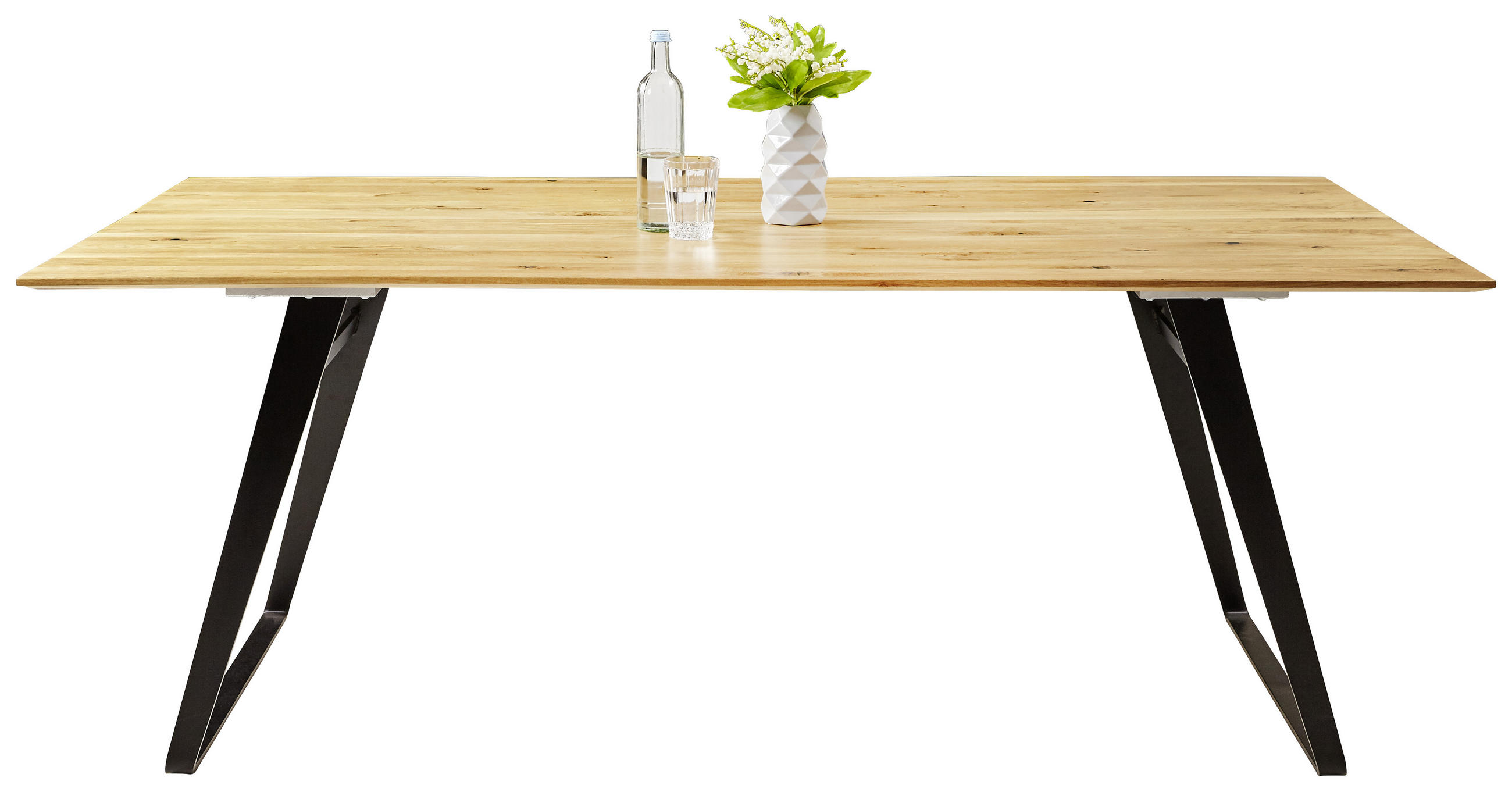 ESSTISCH Eiche massiv rechteckig Schwarz, Eichefarben  - Eichefarben/Schwarz, Design, Holz/Metall (200/100/77cm) - Musterring