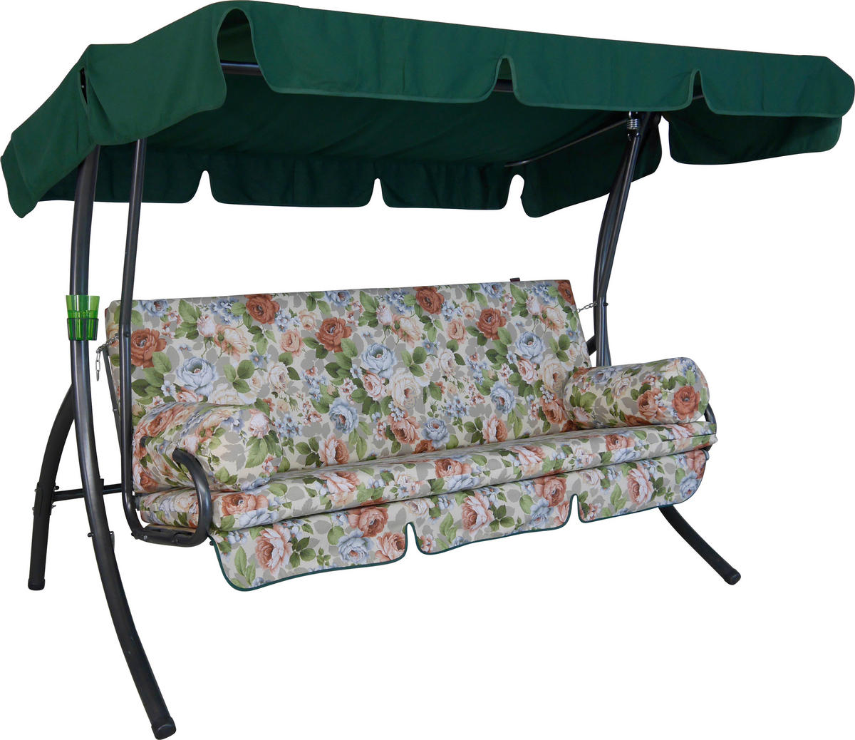 HOLLYWOODSCHAUKEL 210/160/145 cm Grün, Multicolor, Orange, Beige  - Dunkelgrau/Anthrazit, Basics, Kunststoff/Textil (210/160/145cm) - Boxxx