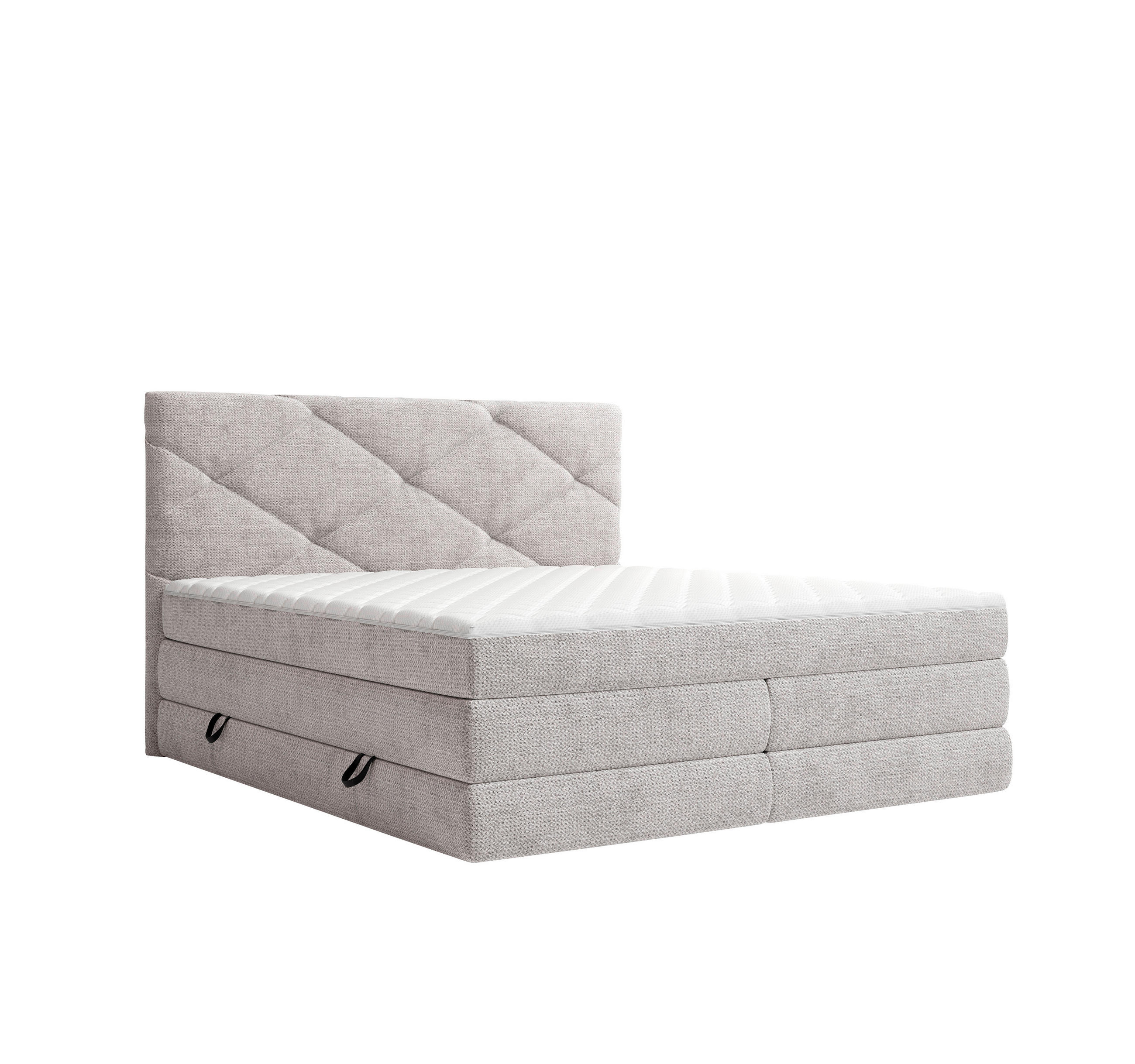 BOXSPRINGBETT 140/200 cm,  in Kaschmir, Bettkasten, Matratzen, H3 + H4 = fest + sehr fest  - Kaschmir/Schwarz, KONVENTIONELL, Kunststoff/Textil (140/200cm) - Carryhome