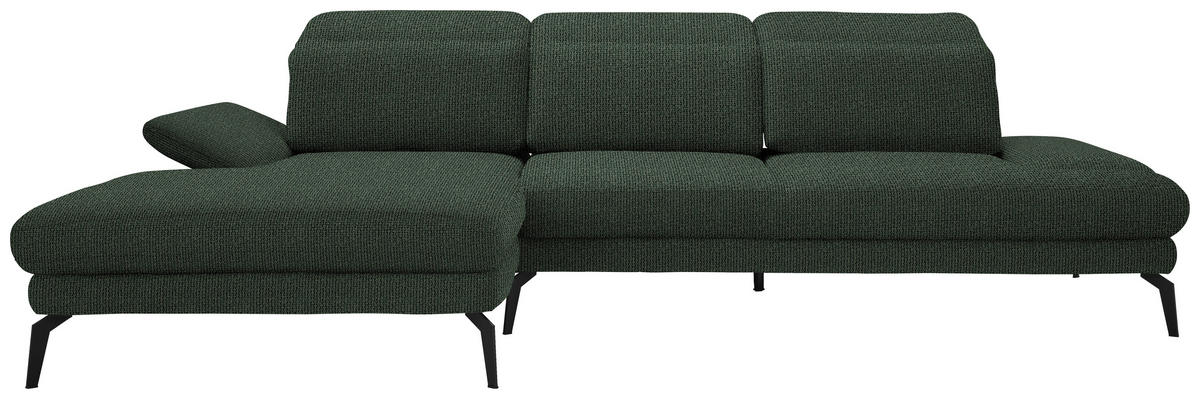 ECKSOFA in Webstoff Grün  - Schwarz/Grün, Design, Textil/Metall (180/289cm) - Stylife