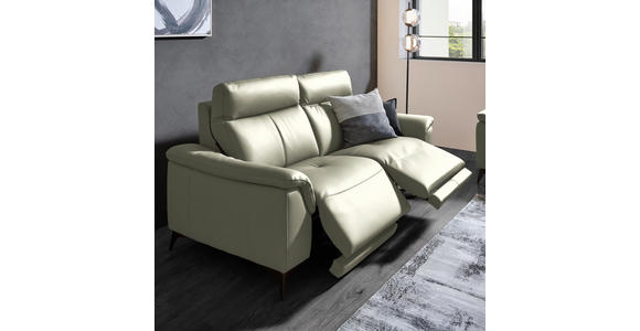 3-SITZER-SOFA  in Echtleder Hellgrau   - Hellgrau/Schwarz, Design, Leder/Metall (207/107/98cm) - Belluti
