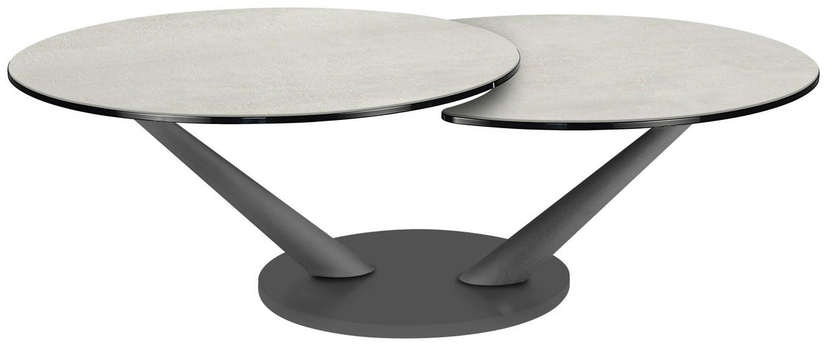 COUCHTISCH in Keramik 80-128/80/40 cm  - Greige/Anthrazit, Design, Keramik/Metall (80-128/80/40cm) - Naos