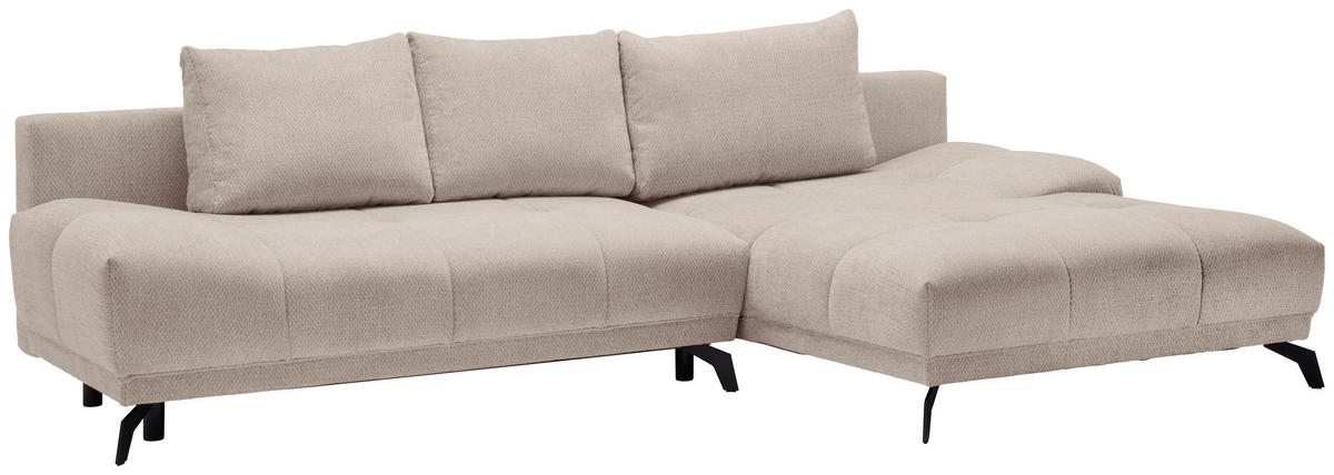 ECKSOFA Greige Chenille  - Greige/Schwarz, MODERN, Textil/Metall (290/182cm) - Hom`in
