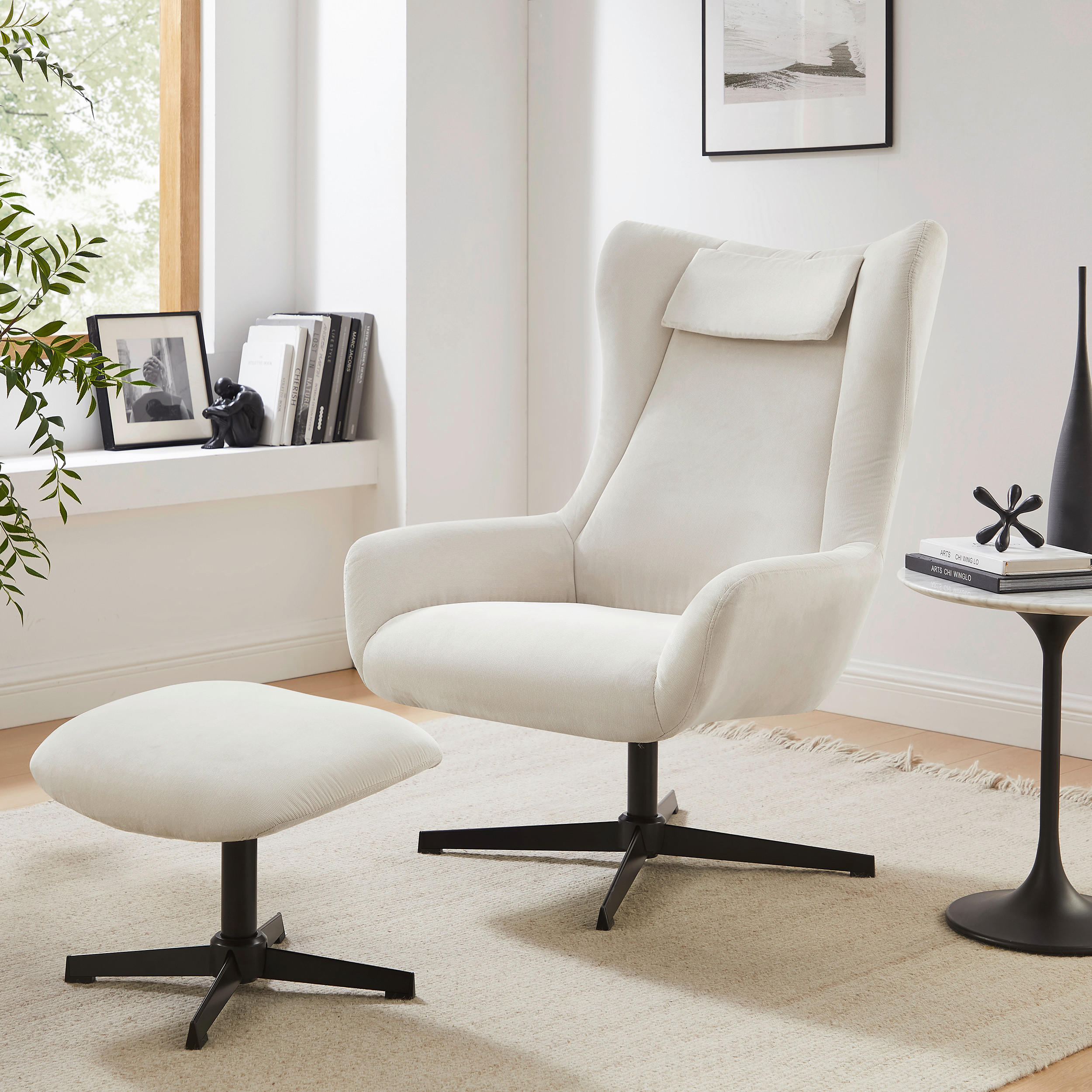 SESSELSET in Cord Beige  - Beige/Schwarz, MODERN, Textil/Metall (82/106/85cm) - Livetastic