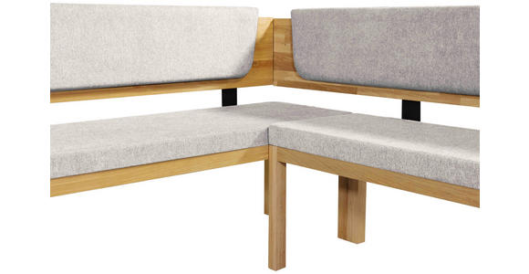 ECKBANK 155/195 cm Webstoff Eichefarben, Hellgrau Eiche vollmassiv   - Eichefarben/Hellgrau, KONVENTIONELL, Holz/Textil (155/195cm) - Linea Natura
