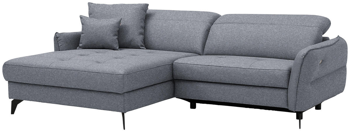 ECKSOFA Flachgewebe Grau  - Schwarz/Grau, Design, Textil/Metall (175/246cm) - Celina