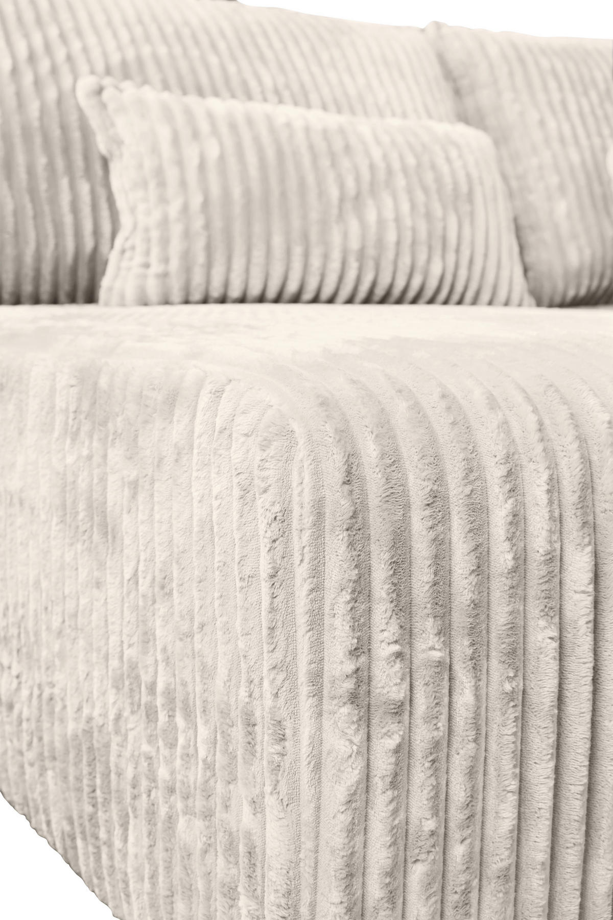 ECKSOFA in Cord Creme  - Creme/Schwarz, Modern, Holz/Textil (145/210cm) - MID.YOU
