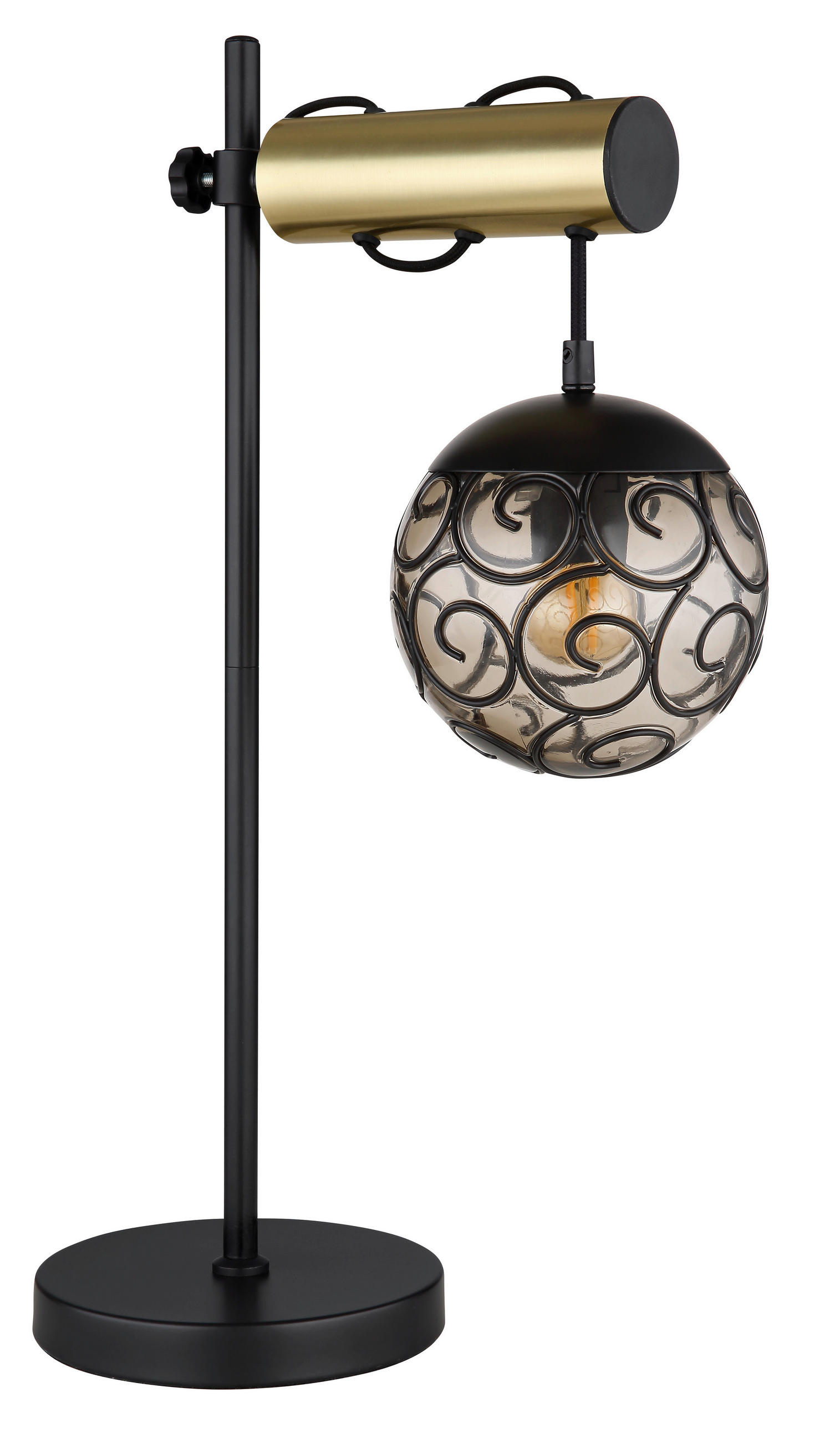 TISCHLEUCHTE - Goldfarben/Schwarz, Konventionell, Kunststoff/Metall (34/18/55cm) - Globo