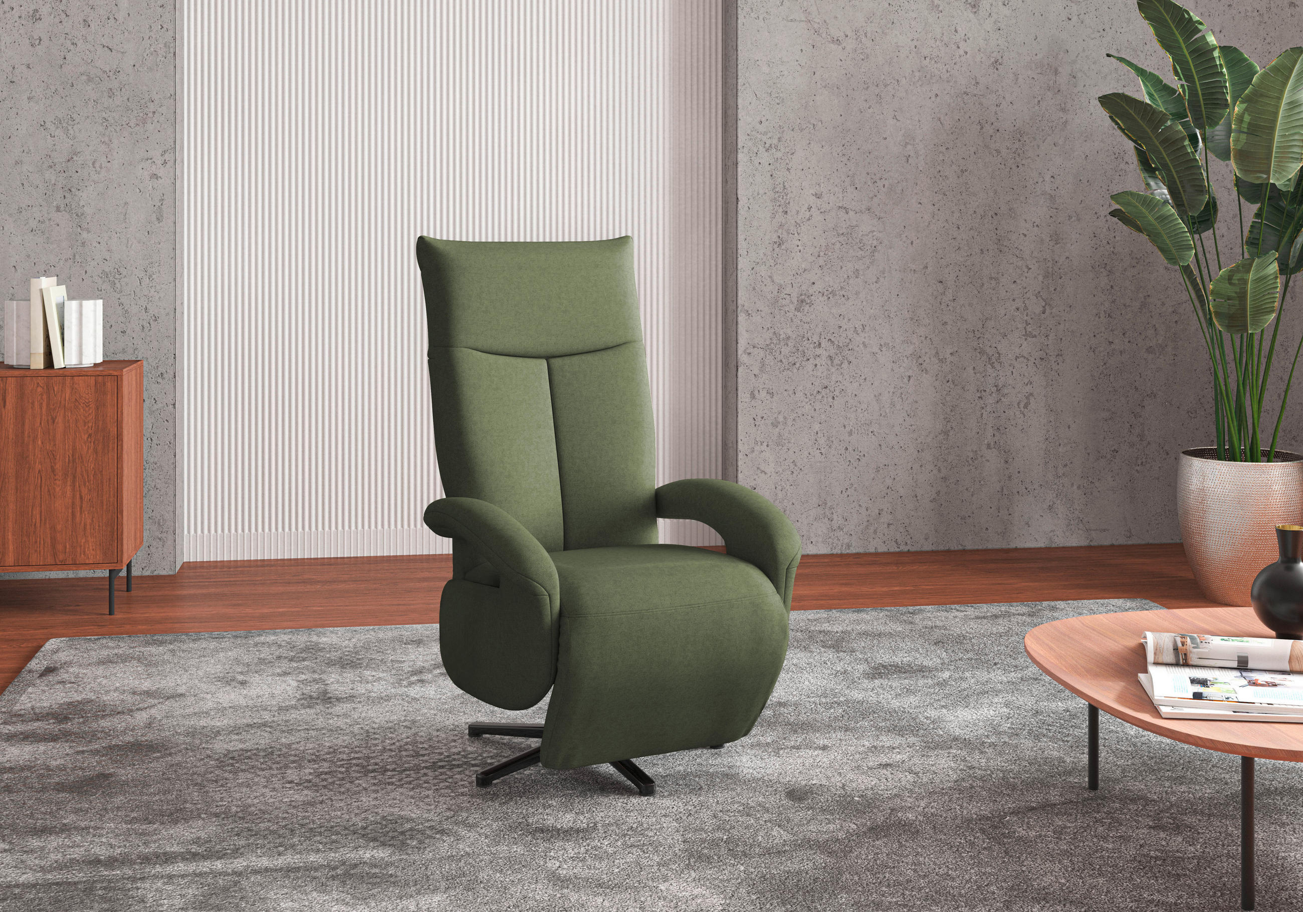 SESSEL in Flachgewebe Olivgrün - Schwarz/Olivgrün, Konventionell, Textil/Metall (74/112/82cm) - Sit & More
