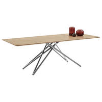 ESSTISCH 200/100/76 cm Echtholz  Holz, Metall in verschiedenen Größen erhältlich, in verschiedenen Holzarten erhältlich rechteckig Eichefarben, Edelstahlfarben  - Edelstahlfarben/Eichefarben, Design, Holz/Metall (200/100/76cm) - Musterring